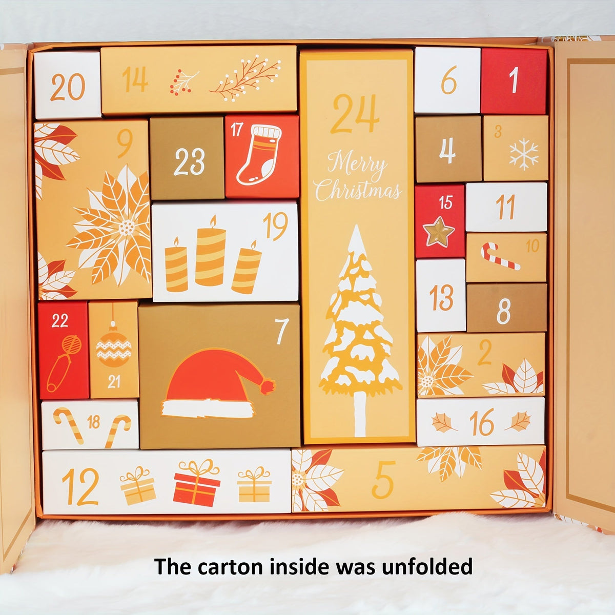 Calendrier de l’Avent réutilisable en bois et carton 25 pièces 2024