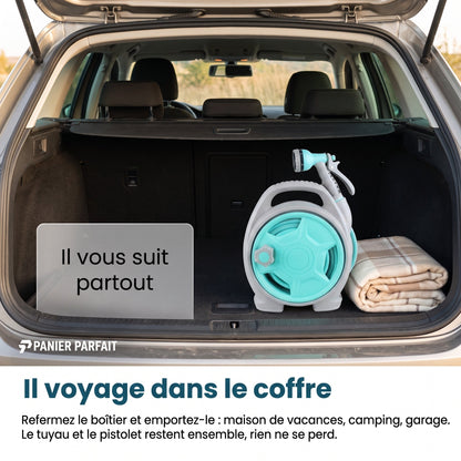 Tuyau d'arrosage rétractable avec enrouleur et pistolet multifonction