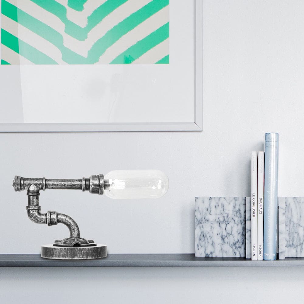 Lampada da tavolo elegante in vetro chiaro con paralume rotondo