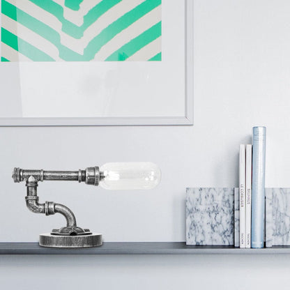 Lampada da tavolo elegante in vetro chiaro con paralume rotondo