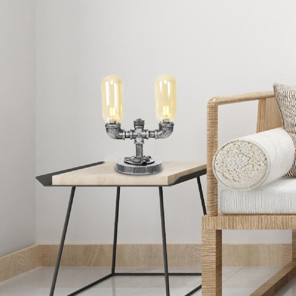 Lampada da tavolo elegante in vetro chiaro con paralume rotondo