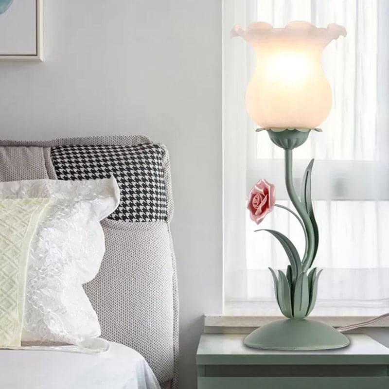 Lampada da Tavolo Decorativa con Fiori per Camera