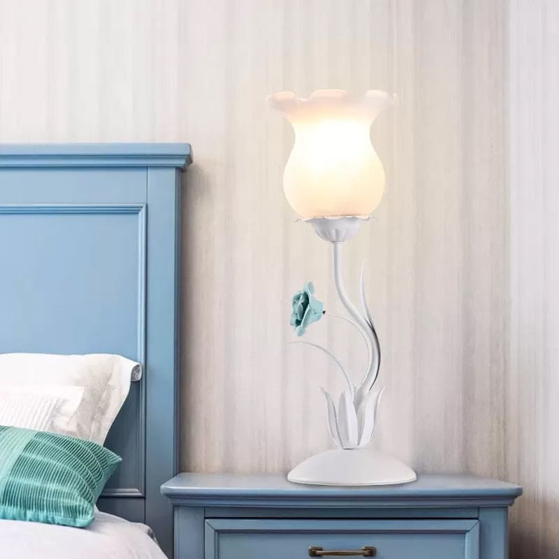 Lampada da Tavolo Decorativa con Fiori per Camera