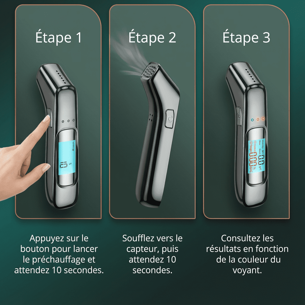 Alcotex™ – Etilometro elettronico portatile a lettura rapida con schermo LCD