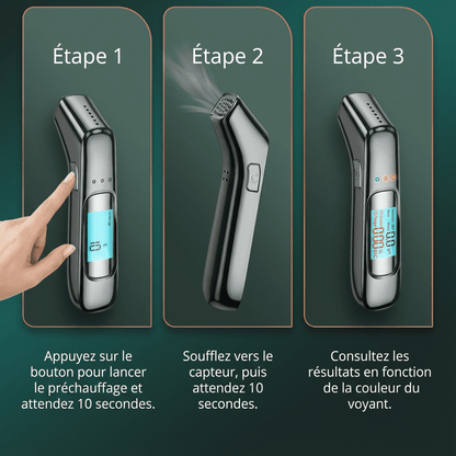 Alcotex™ – Etilometro elettronico portatile a lettura rapida con schermo LCD