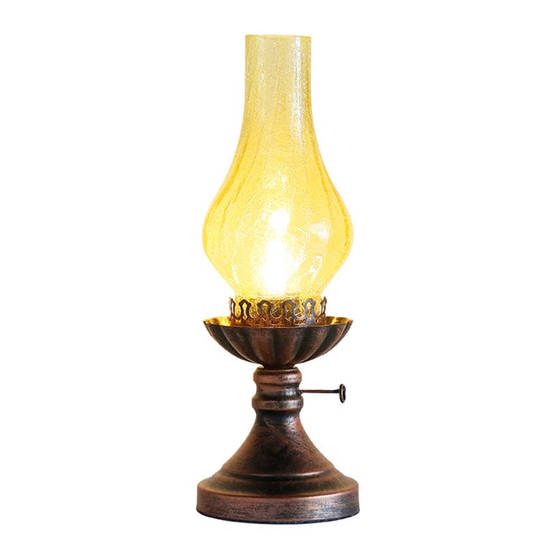 Lampe de table rétro à abat-jour en verre style kérosène