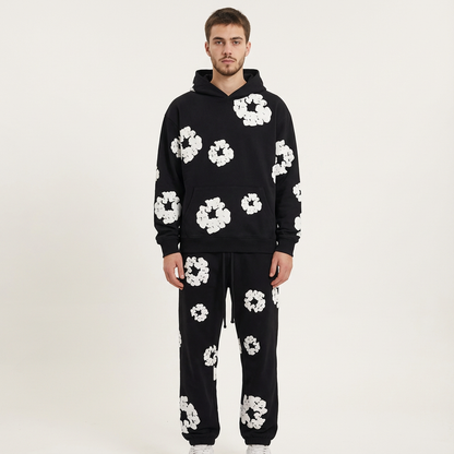 Sweat-shirt confortable à motif floral moderne