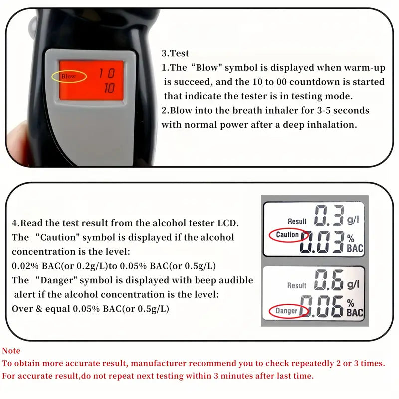 AlcoSense™ – Etilometro elettronico digitale portatile preciso e rapido