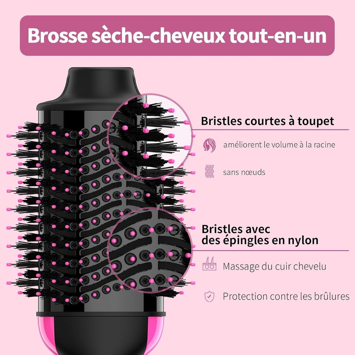 Sèche-cheveux volumisant professionnel pour cheveux longs et mi-longs