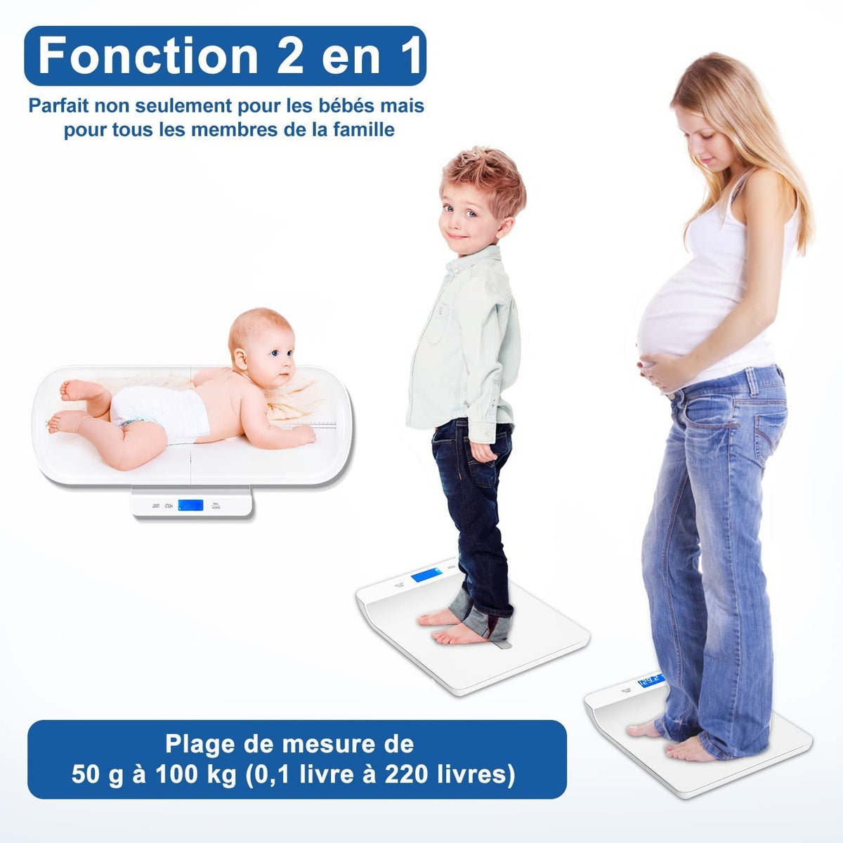 Pèse-bébé précis multifonctionnel avec plateau amovible précision 10 g