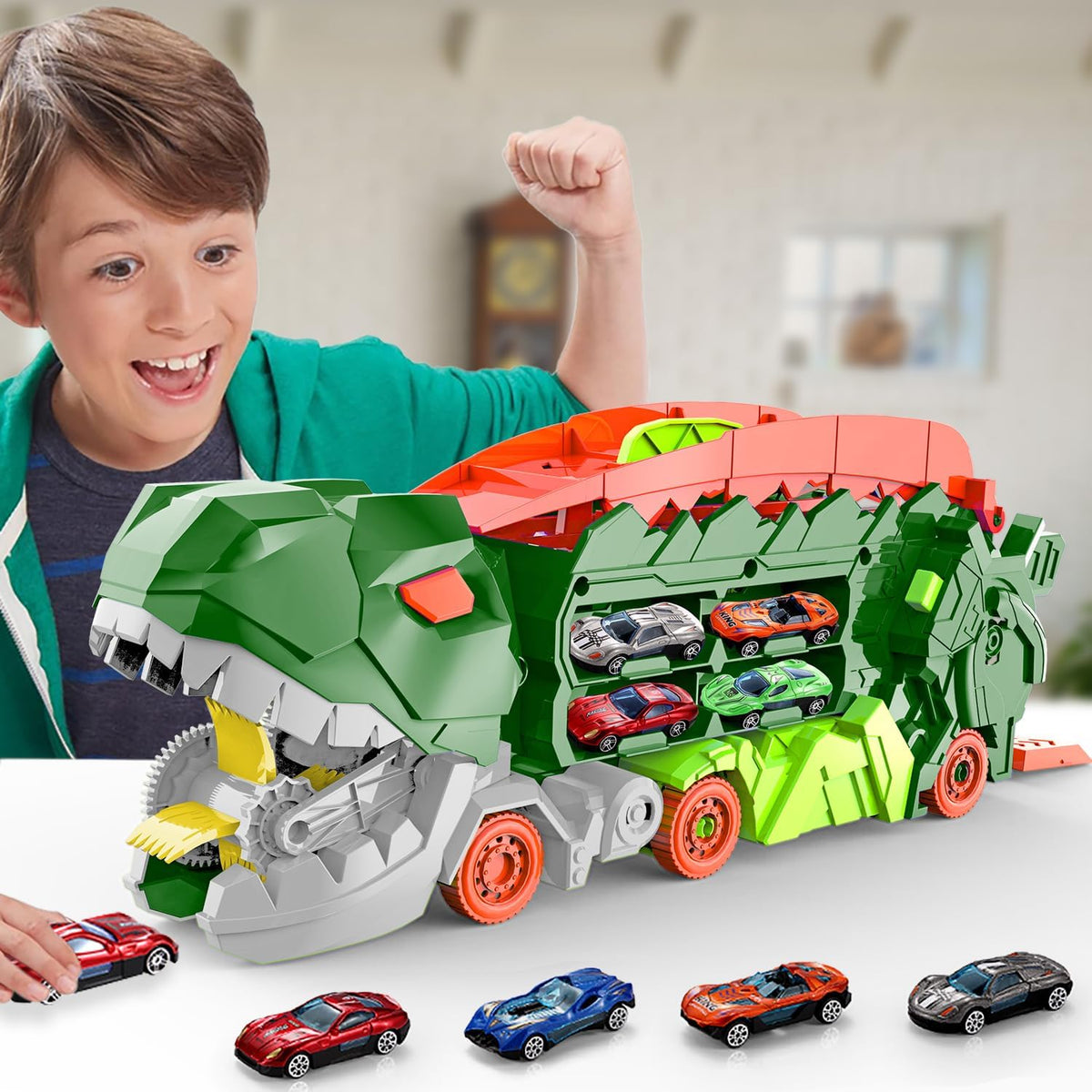 Circuit de course transformable avec camion et piste Dino