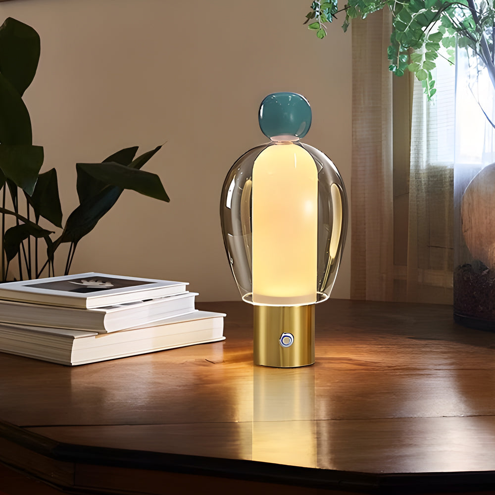 Lampada da scrivania elegante in vetro con LED regolabile