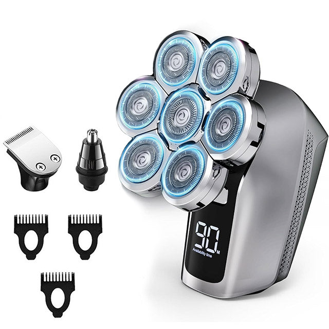 Rasoir électrique étanche à LED avec tête nez et barbe supplémentaire