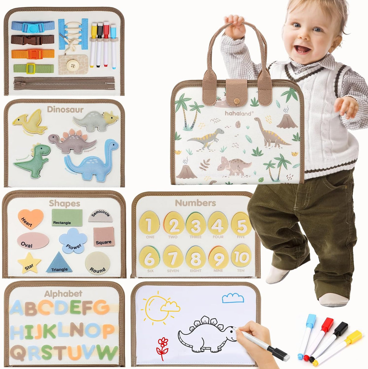 Jouet éducatif Montessori en bois avec lettres, formes et animaux
