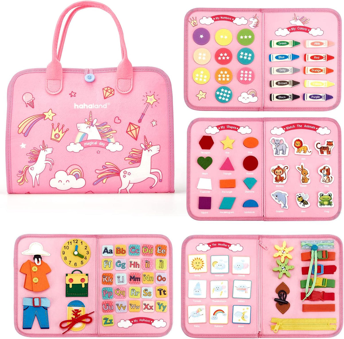 Jouet éducatif Montessori en bois avec lettres, formes et animaux