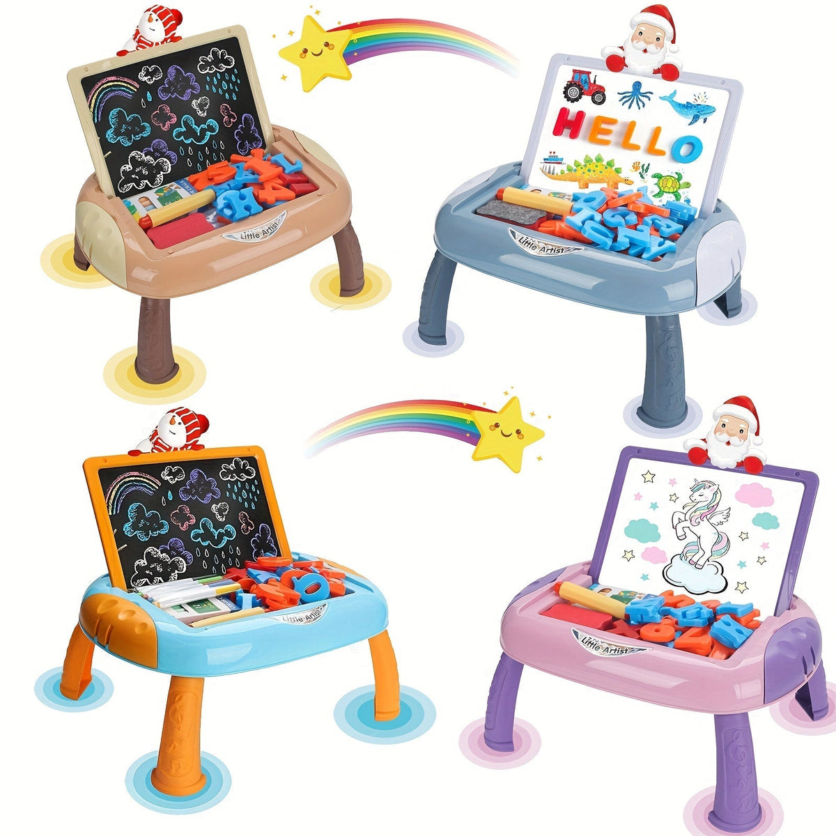 Tableau double face réversible ardoise et tableau avec accessoires