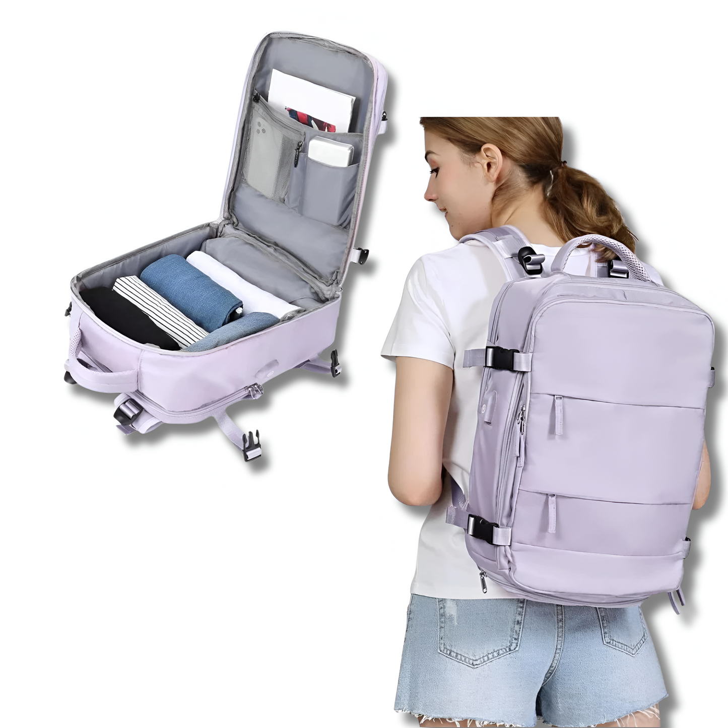 Borsa da viaggio pratica con presa USB integrata