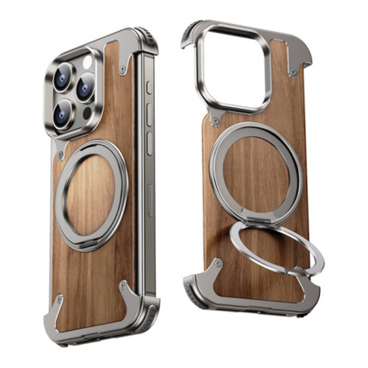 Custodia per Telefono in Legno Naturale con Base Girevole