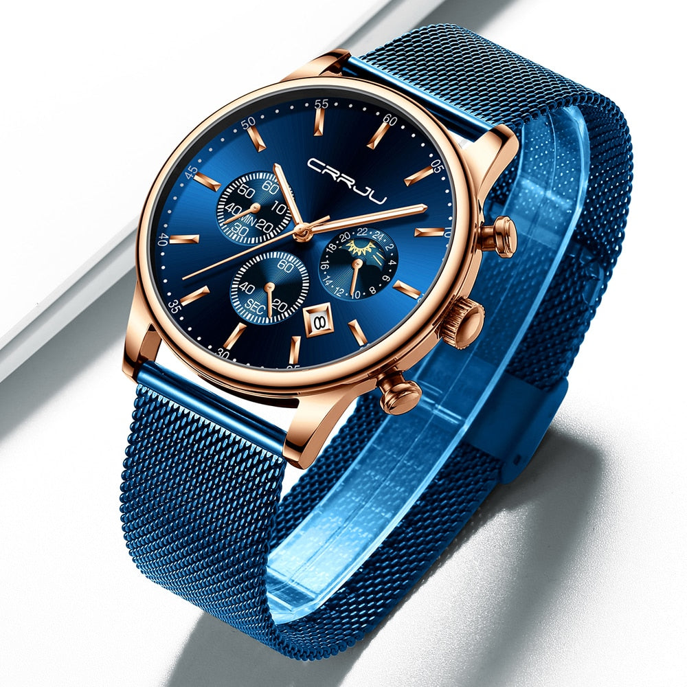 Montre chronographe à bracelet maille acier