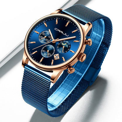Montre chronographe à bracelet maille acier