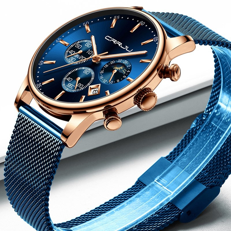 Montre chronographe à bracelet maille acier
