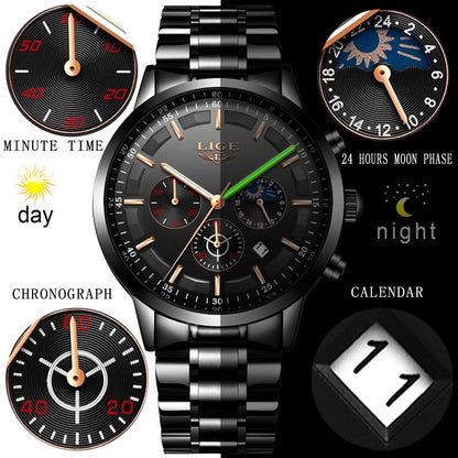 Montre-bracelet militaire avec bracelet acier noir