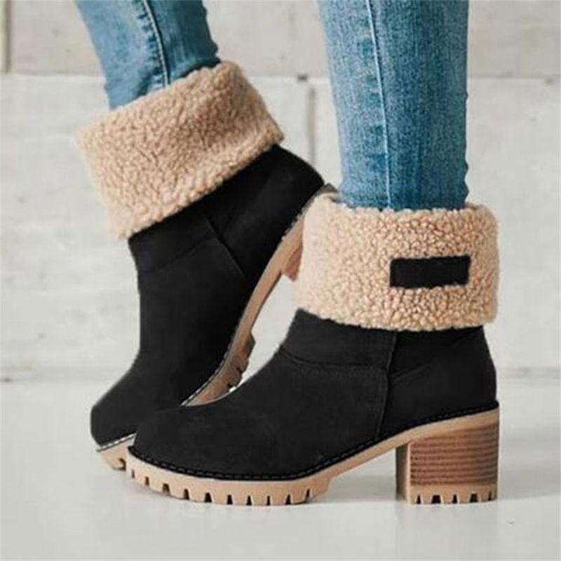 Bottes de neige isolantes en fourrure d'hiver