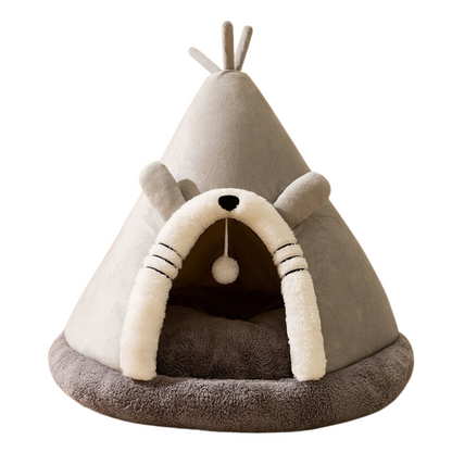Nid pour chat en forme de tente en tissu doux