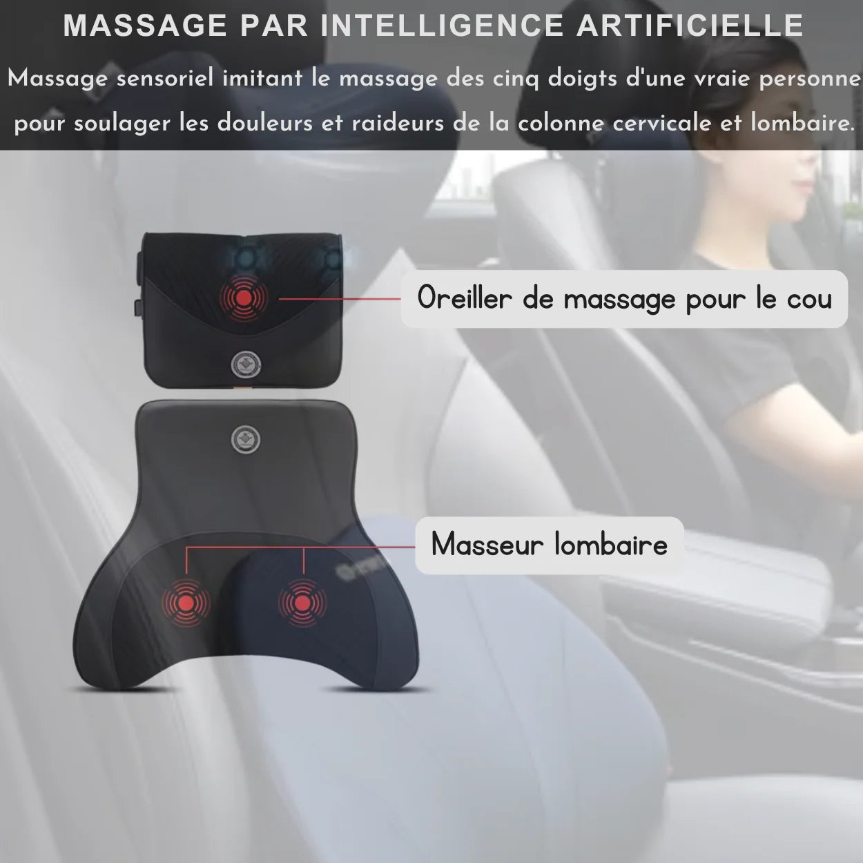 Cuscino Massaggiante per Sedile Auto in Schiuma Memory Ecologica