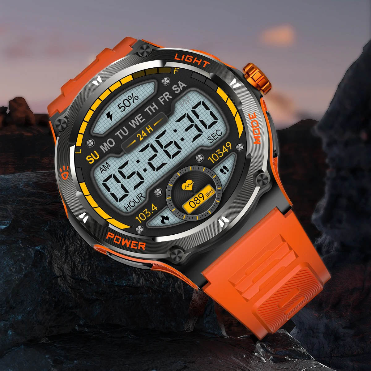 Montre connectée sportive à écran HD avec torche LED et boussole
