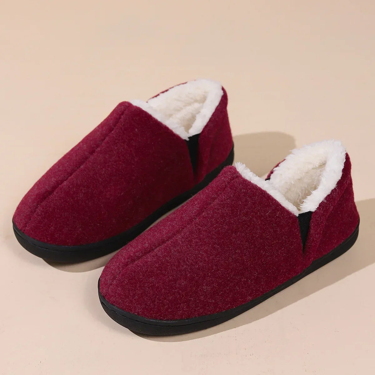 Pantoufles moelleuses en fourrure chaude coordonnante