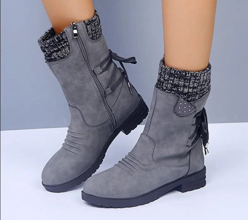 Bottes en daim élégantes à talon moyen