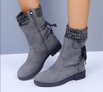 Bottes en daim élégantes à talon moyen