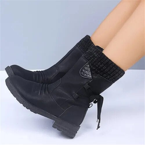 Bottes en daim élégantes à talon moyen