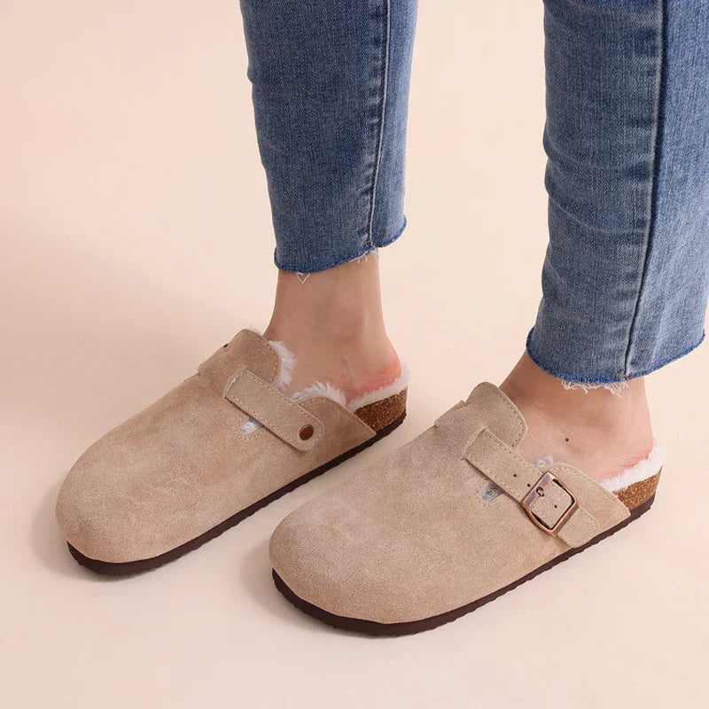 Sabots fourrés confortables en textile doux