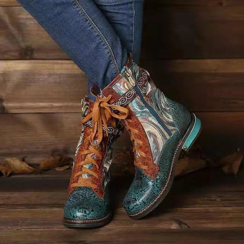 Bottes élégantes en cuir à talon moyen