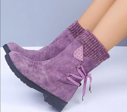 Bottes en daim élégantes à talon moyen