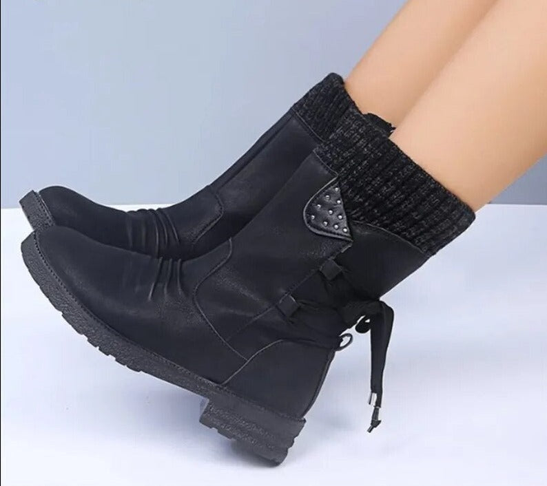 Bottes en daim élégantes à talon moyen