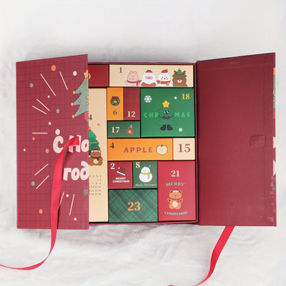 Calendrier de l'Avent de Noël 24 Jours en Bois, Boîte à Surprise Réutilisable pour Maison