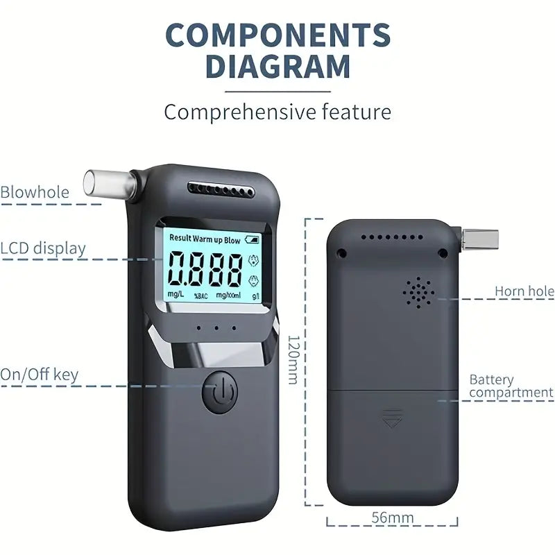 AlcoZen™ – Etilometro elettronico portatile con display LCD preciso