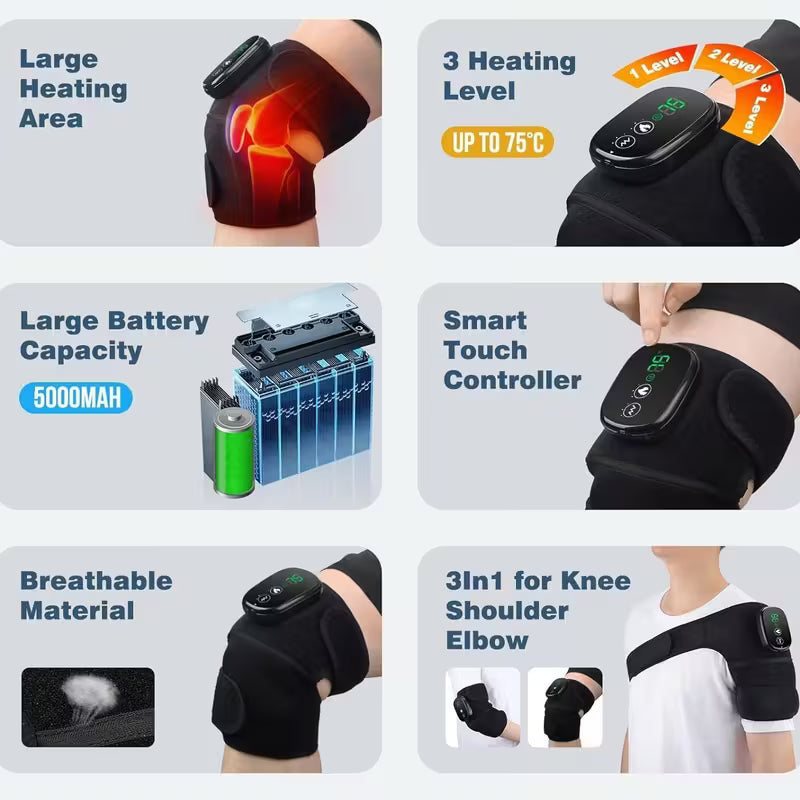 ThermaFlex™ – Ginocchiera riscaldante vibrante per ginocchio, gomito e spalla