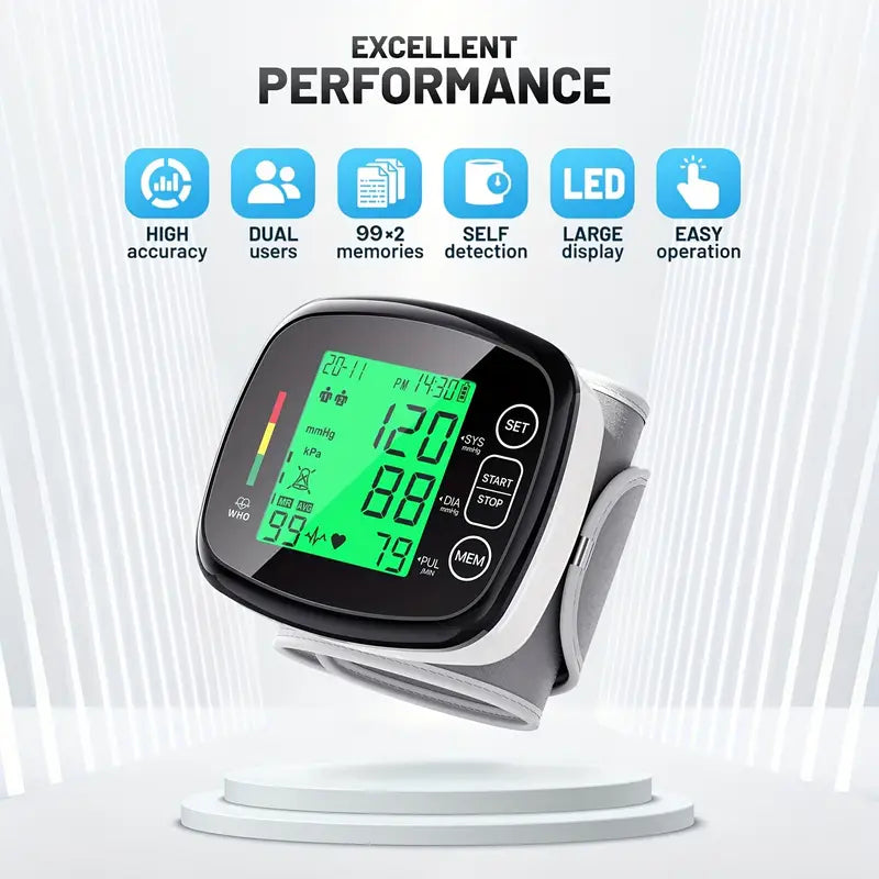 Vitapulse™ – Misuratore di pressione automatico da polso con schermo LCD grande