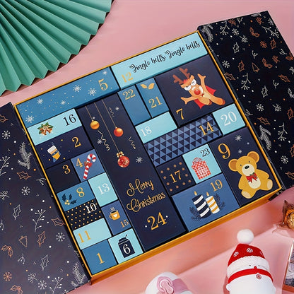 Calendrier de l'Avent de Noël 24 Jours en Bois, Boîte à Surprise Réutilisable pour Maison