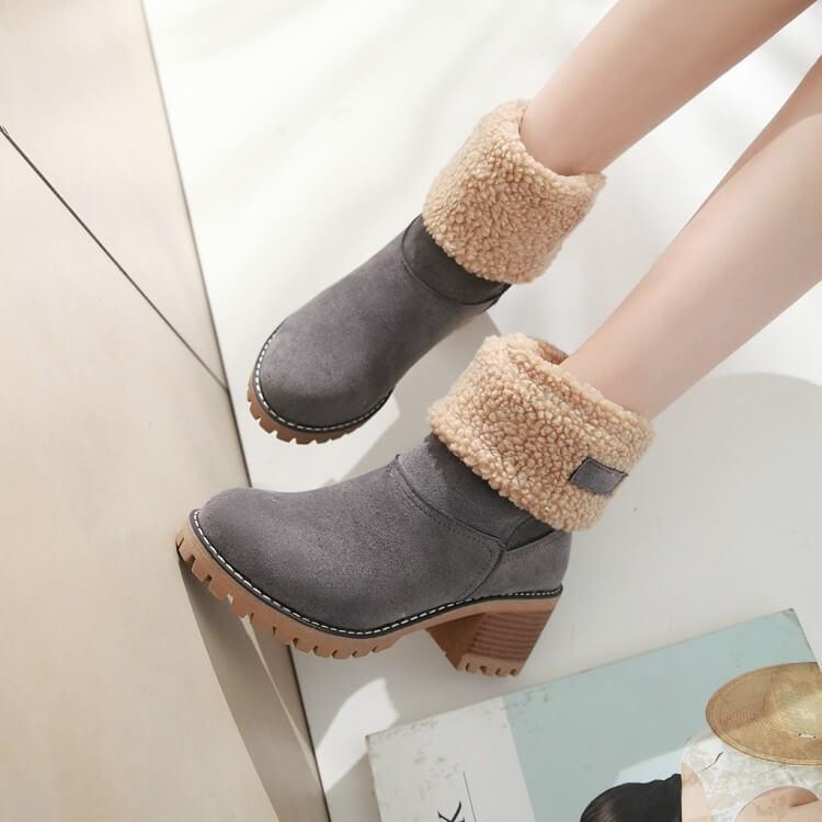 Bottes de neige isolantes en fourrure d'hiver