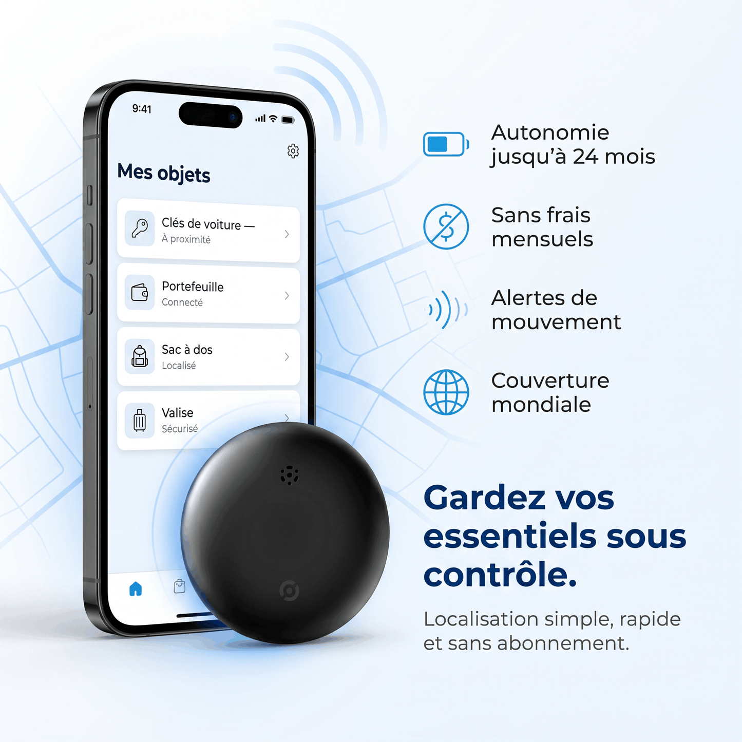 Santeova – Traceur GPS Sans Abonnement | Compatible Android & iOS