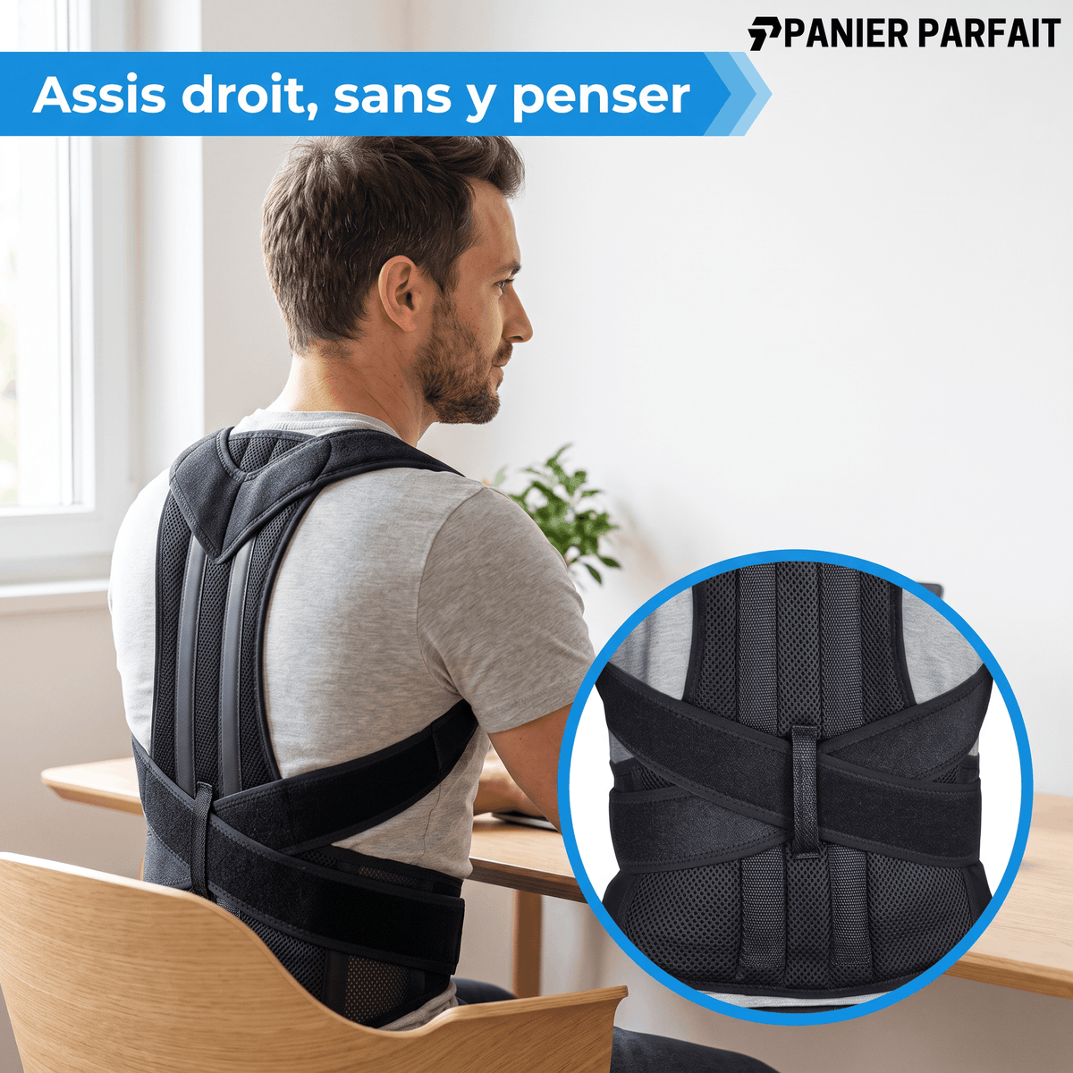 Correcteur de posture avec soutien lombaire intégré ajustable