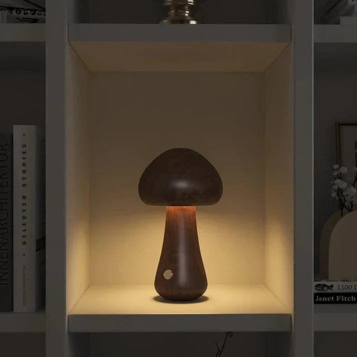 Lampada Fungus in legno naturale