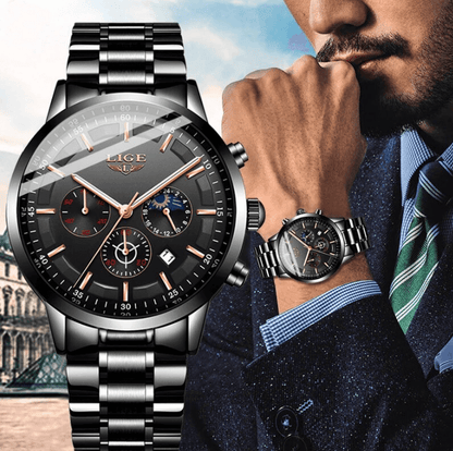 Montre-bracelet militaire avec bracelet acier noir